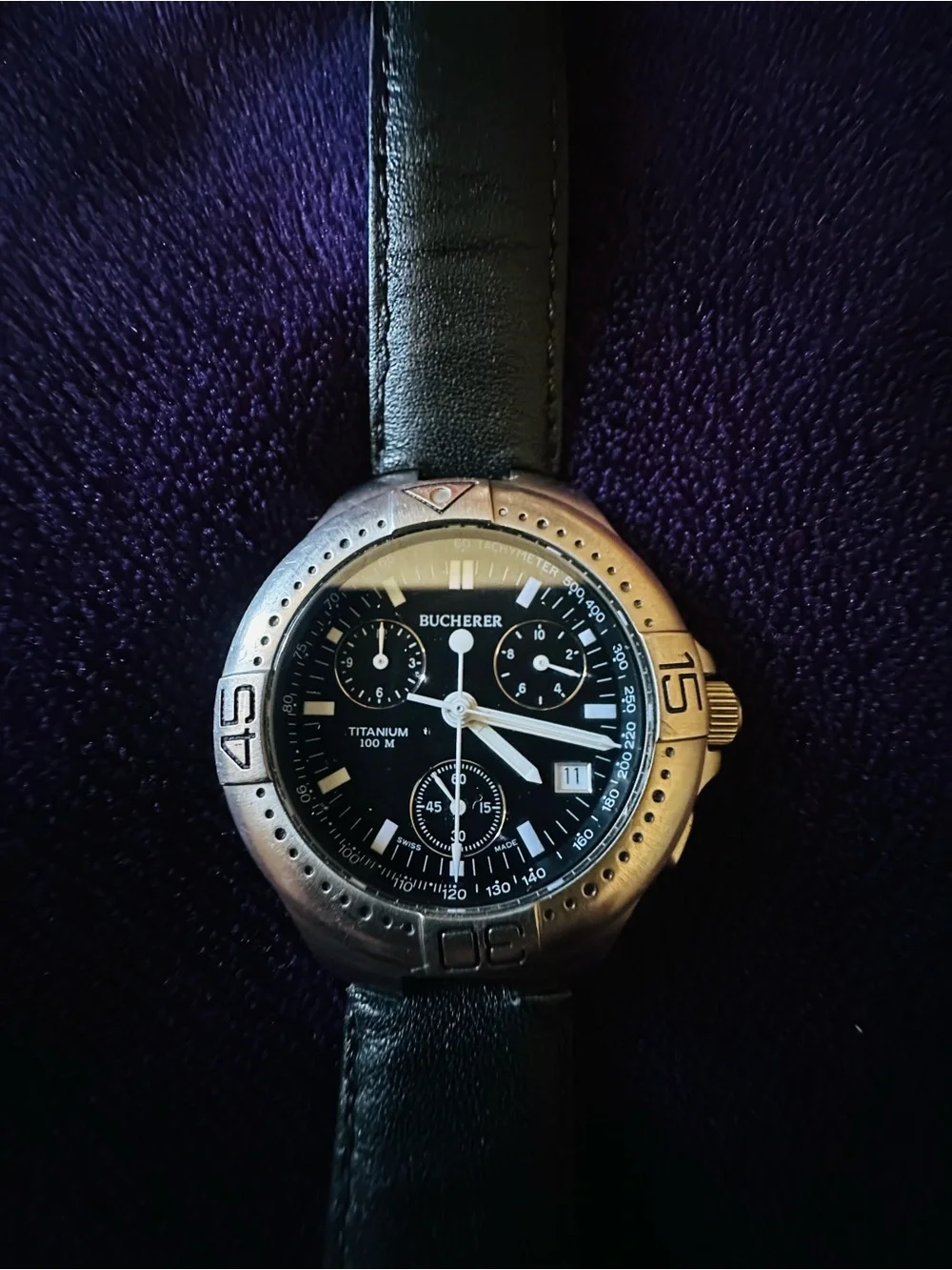 Bucherer Titanium Black Dial Men's Chronograph Watch